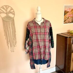 Upcycled Mixed Plaid Shirt